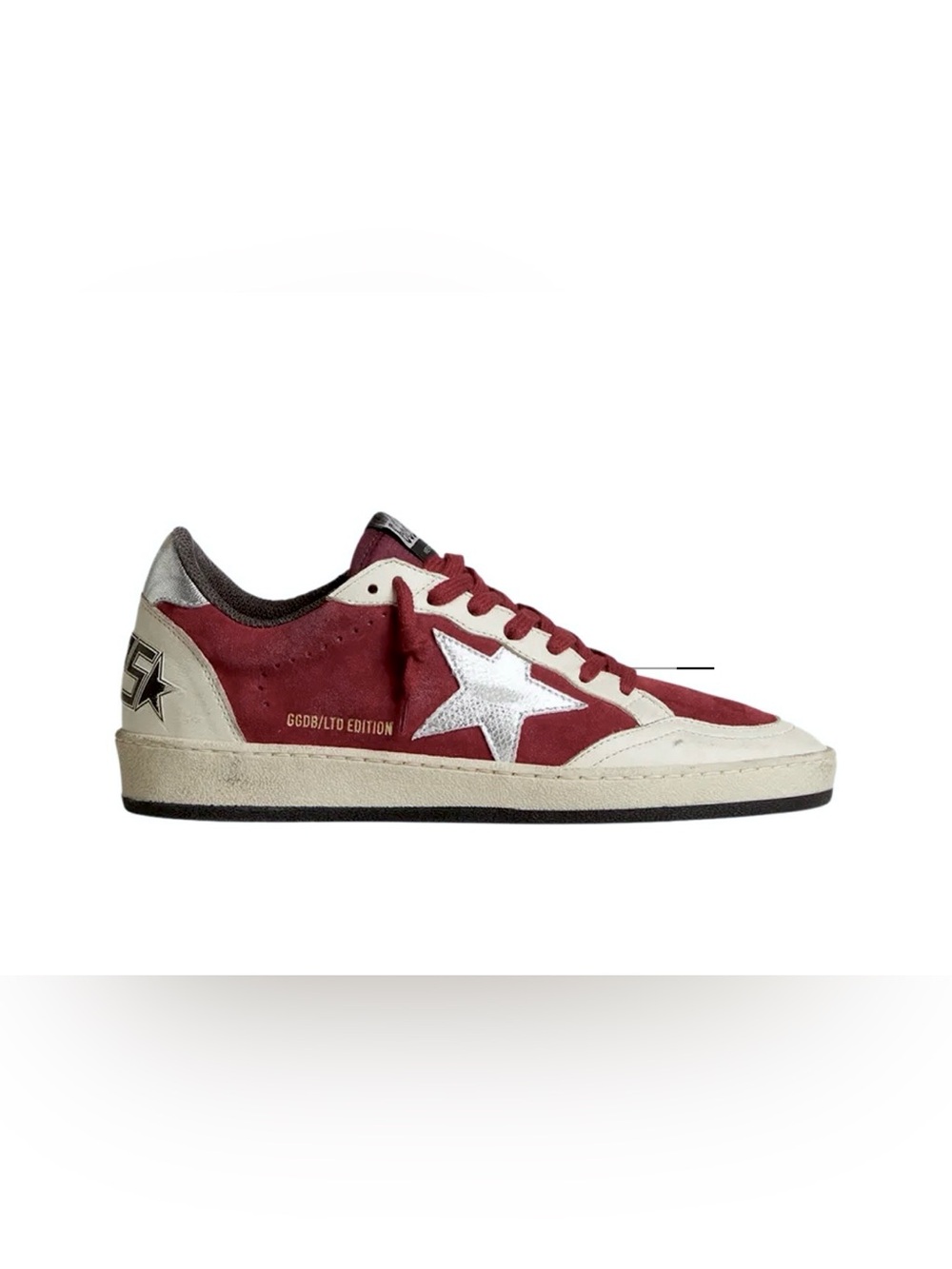 Golden Goose Wmns Size 36 Ball Star 'Burgundy Silver Metallic'